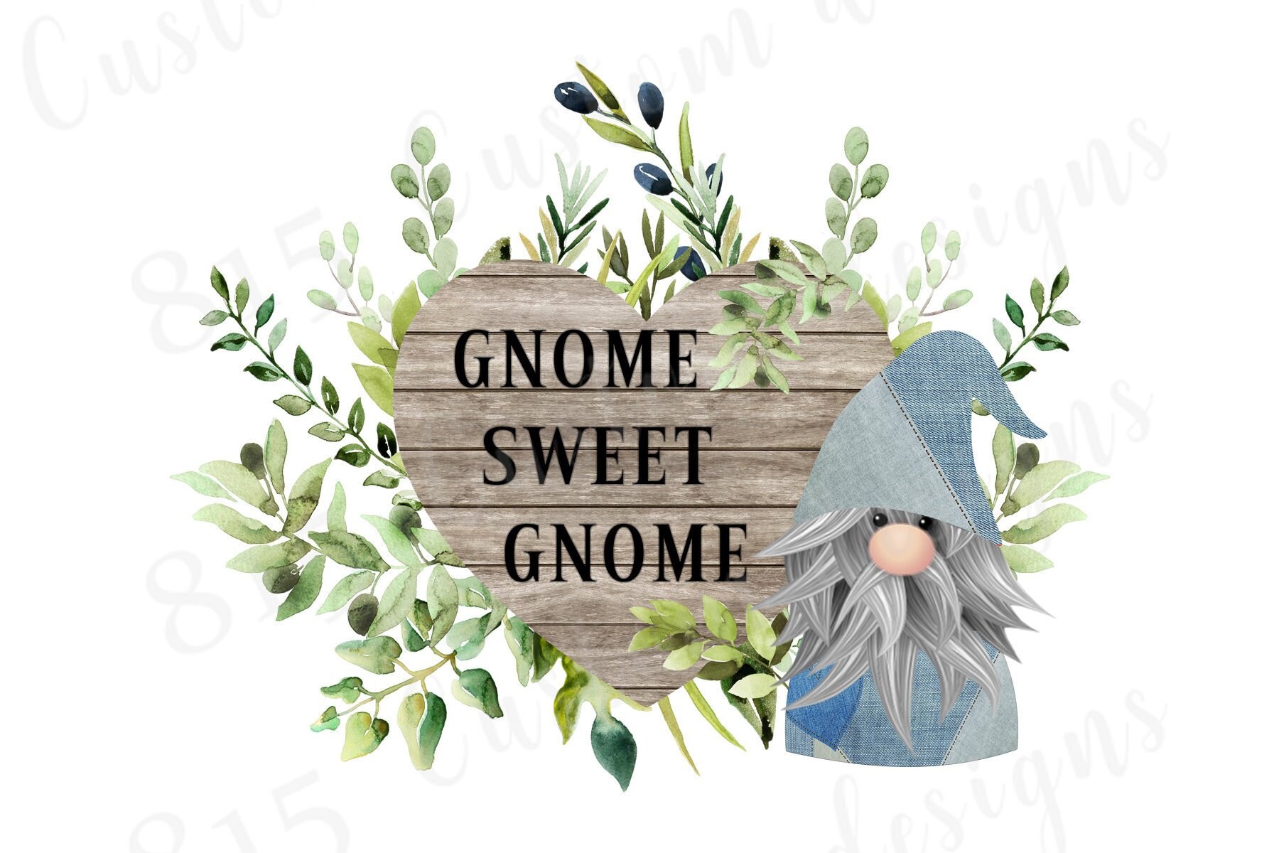 Gnome Sweet Gnome Digital File PNG Printable Clipart Wood | Etsy