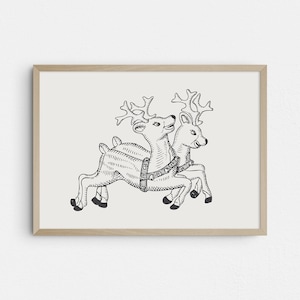 Cartoon Reindeer Printable, Nursery Chritmas Printable, Kids Room Christmas Printable