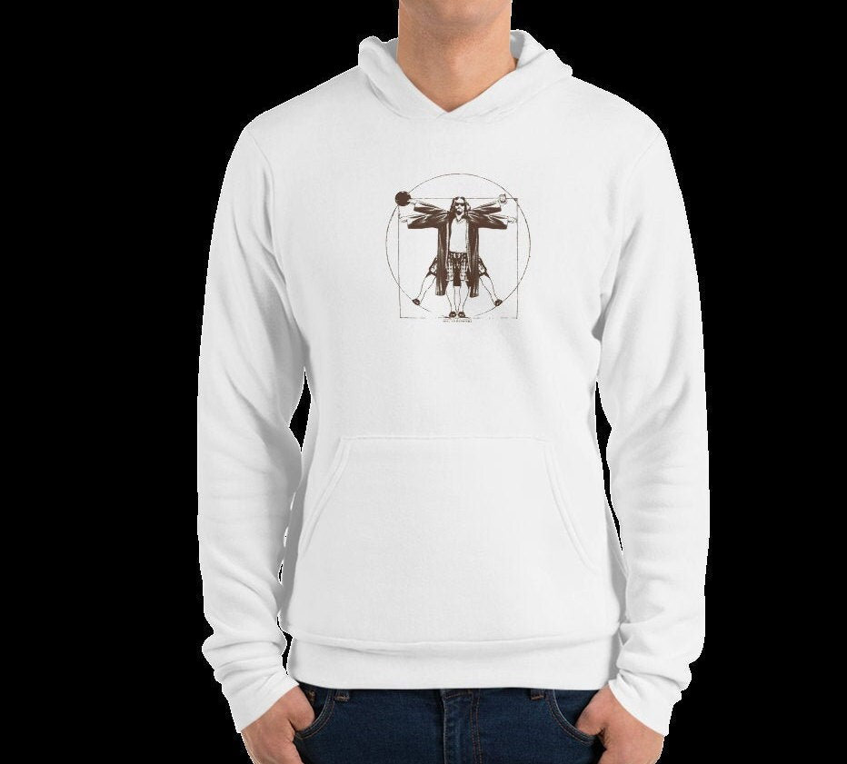 The Big Lebowski "The Dude" Vitruvian Man Hoodie, Unisex Pullover Hoodie, Heavyweight Graphic Sweatshirt Vitruvian Hoodie — Hoodies by The Perfect Goods
