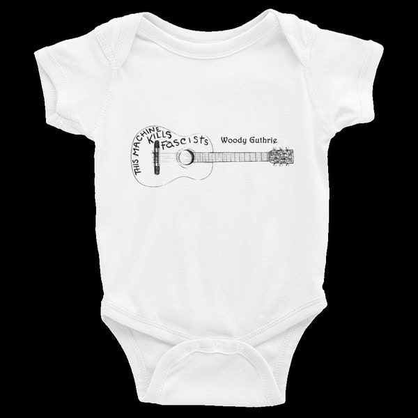 Woody Guthrie, one piece, hipster baby, Rock baby, The Perfect Newborn Gift "This Machine Kills Fascists"