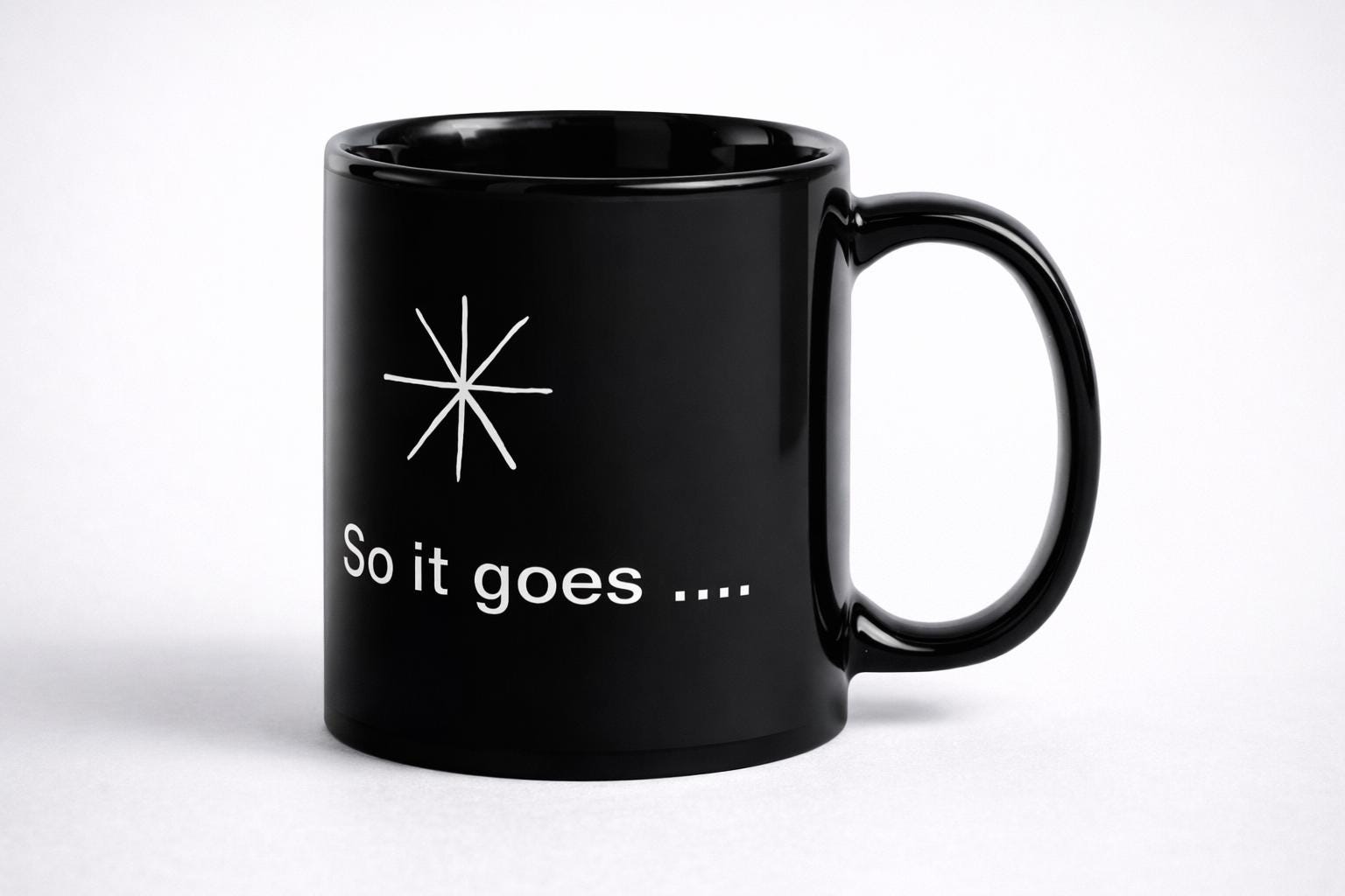 Kurt Vonnegut Coffee Mug: Slaughterhouse Five Art, 11oz Ceramic Coffee Mug, Gift Mug, Book Lover Gift Slaughterhouse Mug — Studio · Kurt Vonnegut Coffee Mug: "So It Goes" view