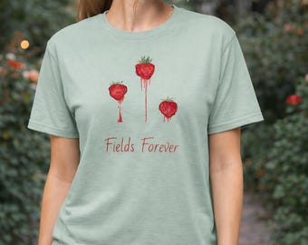 John Lennon, Erdbeerfelder-Grafik-T-Shirt, Aquarellfrucht-T-Shirt, Beatles-inspirierte Kleidung