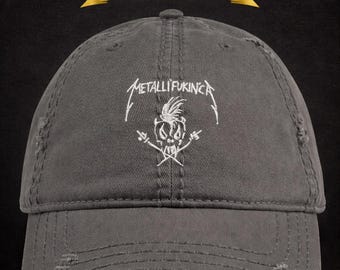 Gorra de papá desgastada de Metallifukinca, gorra bordada con parodia de metal, gorra vintage de banda de rock