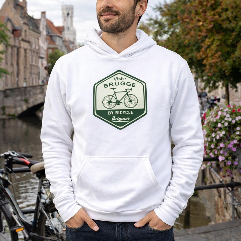 Vintage Brugge Bicycle Hoodie: 1981 Unisex Pullover, Unisex Pullover Hoodie, Heavyweight Graphic Sweatshirt Brugge Hoodie — Hoodies by The Perfect Goods