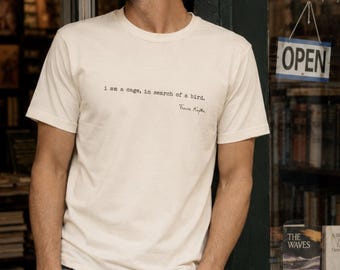 T-Shirt mit Franz-Kafka-Zitat, minimalistisches Literatur-T-Shirt, Käfigvogel-T-Shirt, Geschenk für Bücherliebhaber