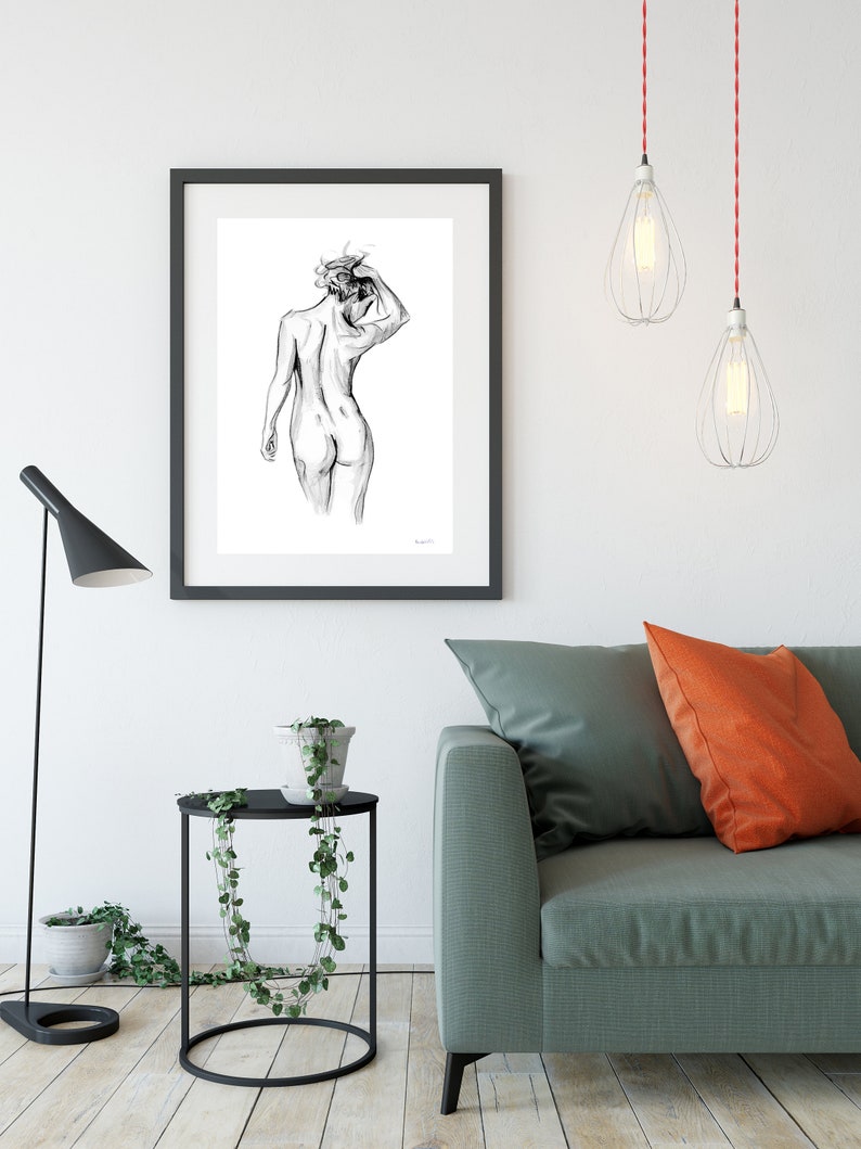 A2 Black and White Nude Female Figure Watercolour Print. Etsy Australia