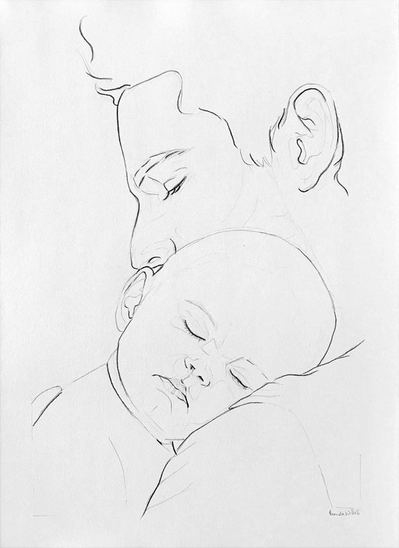 Sketches and Drawings  Father and daughter  pencil sketch