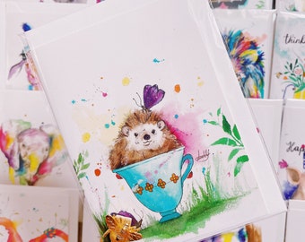Tea Cup Hedgehog, Card for Mum, Card for Sister, Card for Best Friend, Sister Card, Best Friend Card, Mum Card, Childs Card, Hedgehog
