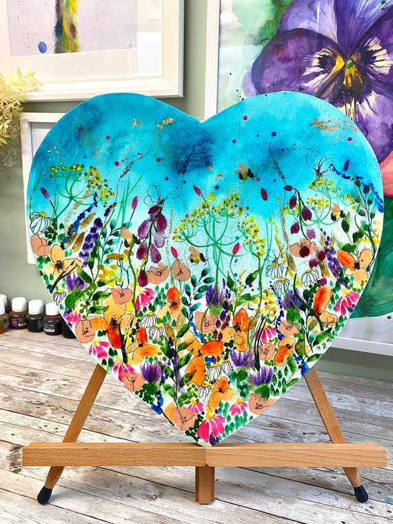 Heart Shaped Resin Canvas, Resin, Resin painting, Resin Art, Flower resin,  art, original art, original art work, painting