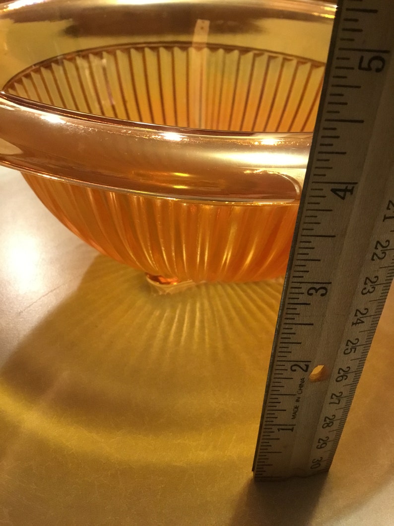 Federal Glass Ribbed Mixing Bowl Large Iridescent Marigold Etsy