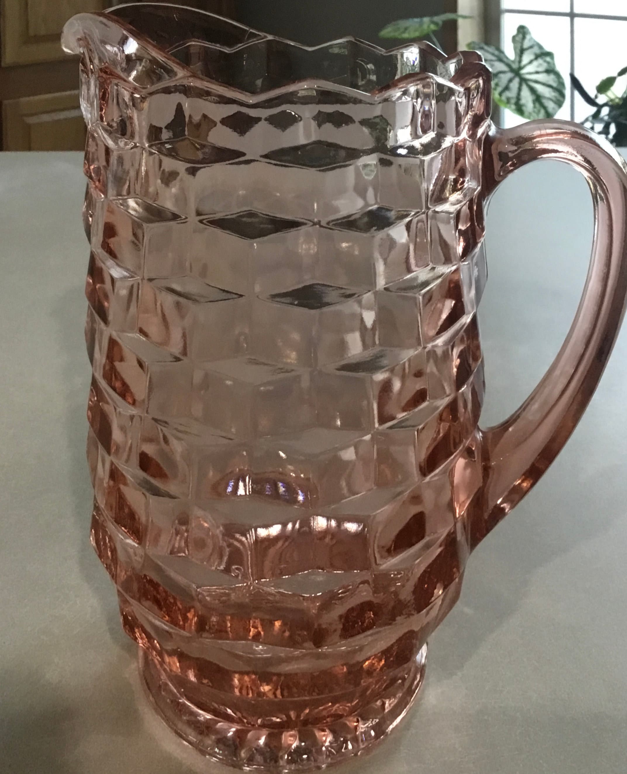 Vintage Pink Indiana Glass Whitehall Pitcher Cubist Fostoria Etsy