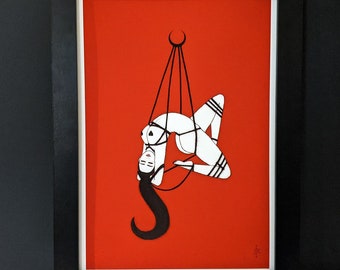 Grafika artystyczna Shibari | Ilustracja erotycznego bondage'u, gotycki wystrój domu