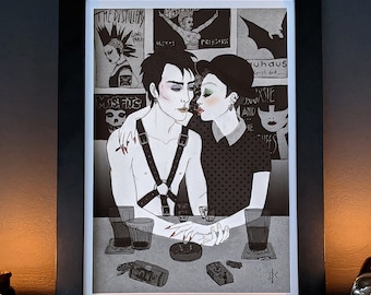Post Punk Art Print: Gothic Couple, Music Lover Gift