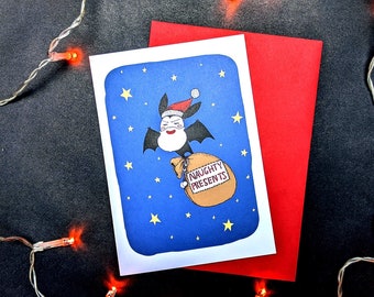 Naughty Presents Cute Gothic Christmas Greeting Card