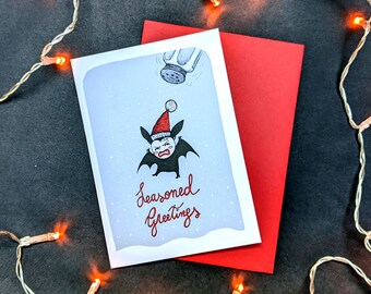 Seasoned Greetings Cute Bat Gothic Christmas Card