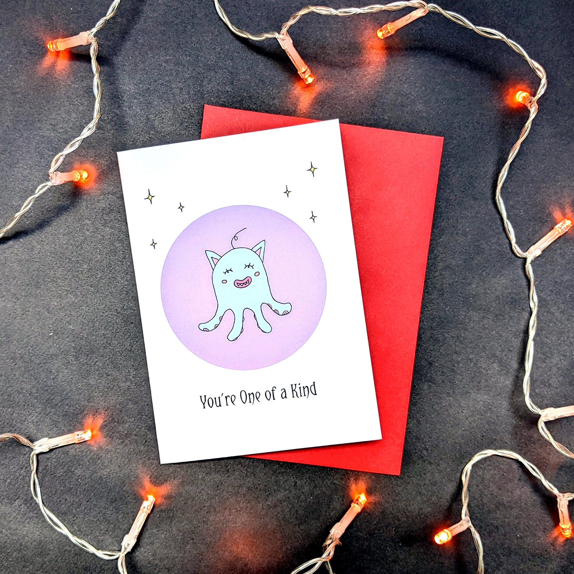 You're One of a Kind Cute Greeting Card, Gothic Valentine, Happy Birthday, Appreciation Card