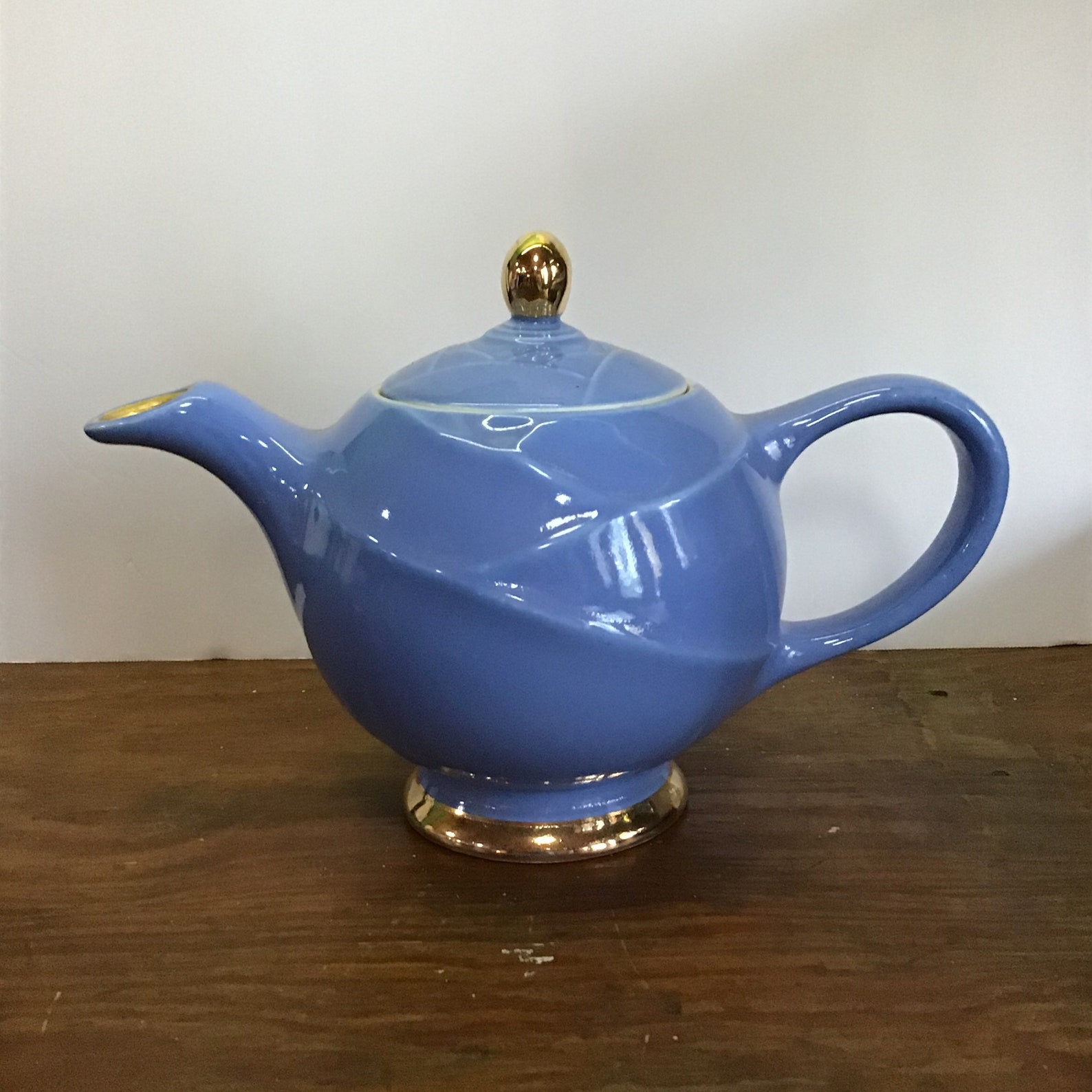 Hall Moderne Teapot Blue & Gold 6 Cup 0209 Etsy