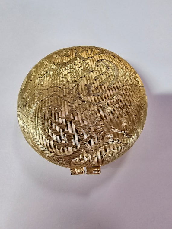 Paisley gold tone Revlon powder compact - image 1