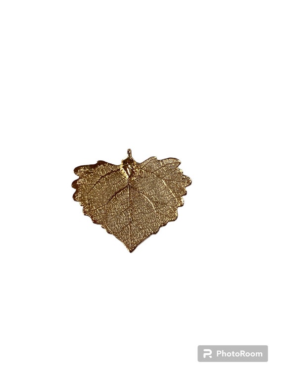 Gold Dipped Aspen Leaf Pendant 1980s Vintage