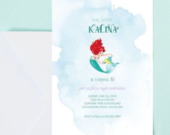 Ariel Birthday Invitation: Little Mermaid Party, Custom Printable (Digital)