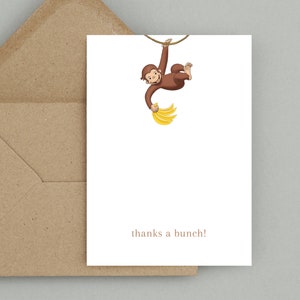 Curious George Birthday, Curious George Printable Thank You Card, Curious George Party, Curious GeorgeNote, Digital, Printable, Custom