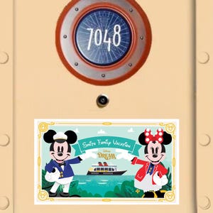 Personalized Disney Cruise Door Magnet, Captain Mickey & Minnie Postcard