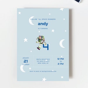 Toy Story Birthday, Toy Story Printable Blue Birthday Invitation, Buzz Lightyear Toy Story Party, Invitation, Digital, Printable, Custom