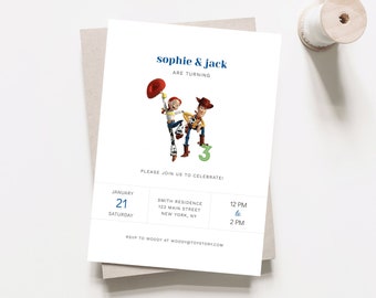Toy Story Birthday Invitation: Twins, Woody & Jessie (Printable)