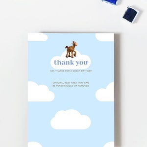 Anniversaire Toy Story, carte de remerciement imprimable Toy Story, boisé, dans le mille, fête Toy Story, mot Toy Story, numérique, imprimable, personnalisé