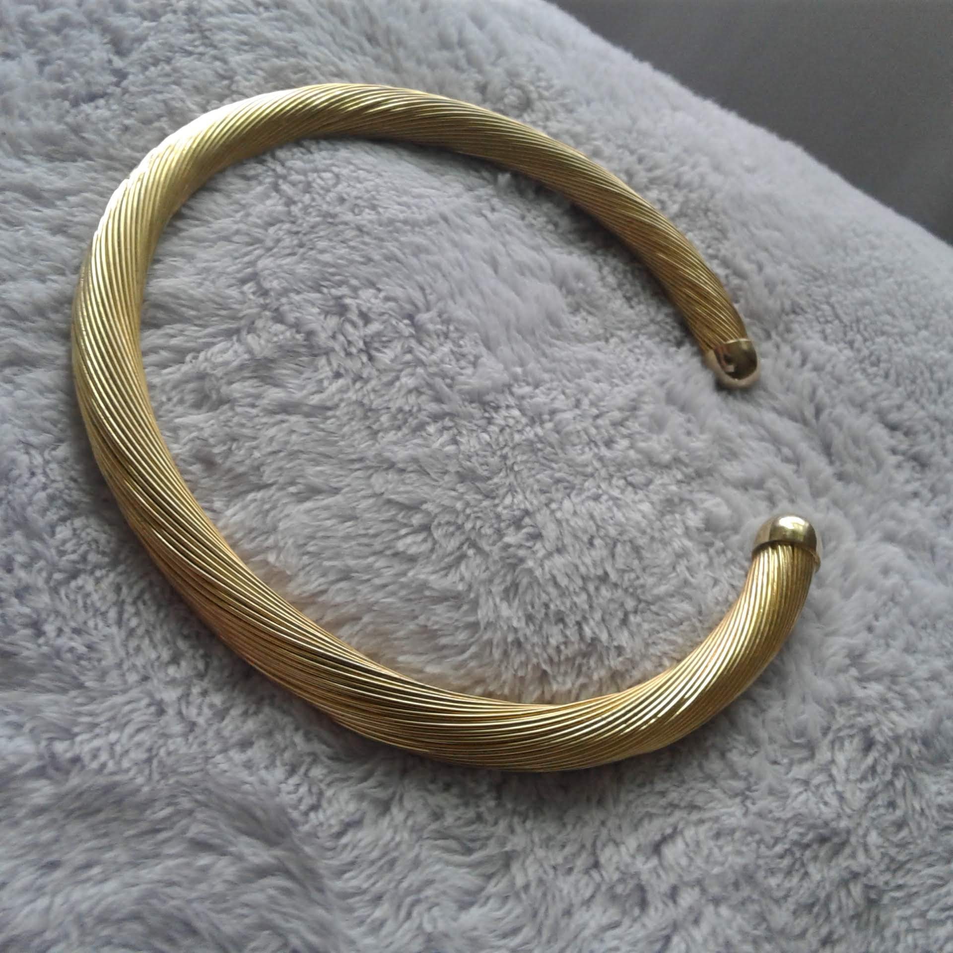 Vintage multi twisted wire gold tone choker coil wrap choker Etsy
