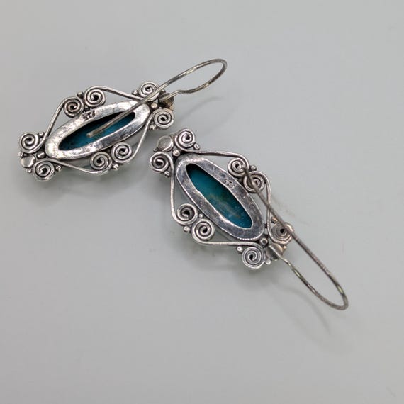 Turquoise Silver Drop Earrings, Statement Jewelry - image 4