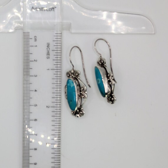 Turquoise Silver Drop Earrings, Statement Jewelry - image 3