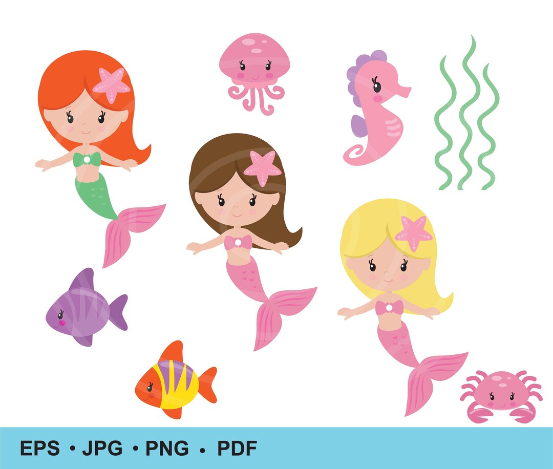 INSTANT Download. Mermaid Clip Art 2. Personal and Commercial - Etsy