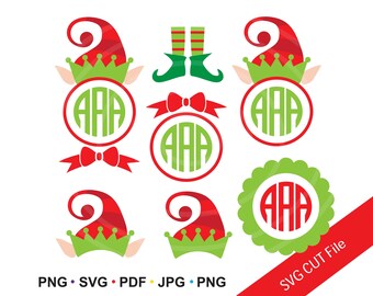 INSTANT Download. Christmas elf monogram clip art. Personal and commercial use.