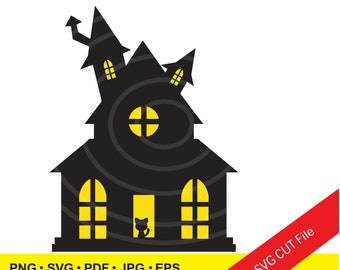 INSTANT Download. Halloween haunted house clip art image. Personal and commercial use.