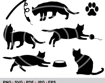 INSTANT Download. Cat silhouette clip art 5. Personal and commercial use.