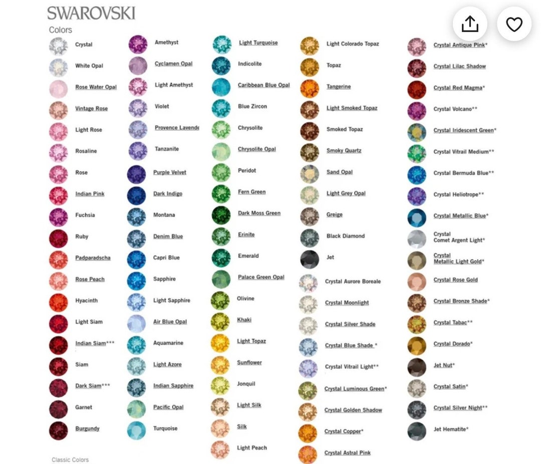 SS7 Swarovski Flatback Crystal Rhinestones. Huge Selection of Colors 52including Many