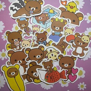 Rilakkuma Sticker Pack | Kawaii Bear Stickers | Waterproof Stickers for Journals, Scrapbooking | Stationary Stickers | Rilakkuma Decals | 15