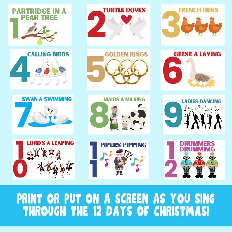 12 Days of Christmas Sing-along Game – Printable Group Activity - Etsy