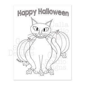 Halloween Cat ready to be downloaded. Instant download Halloween cat coloring page.