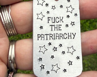 Fuck the patriarchy rear view dangle/keychain