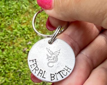 Feral bitch dragon keychain