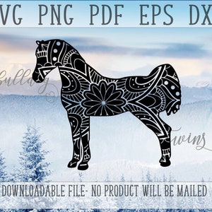 Arabian Horse Mandala, Equine SVG, Horse Decal Idea, Licence commerciale, Équestre DXF, Pretty Horse Shirt, Cute Floral Pony, Kids EPS, Png