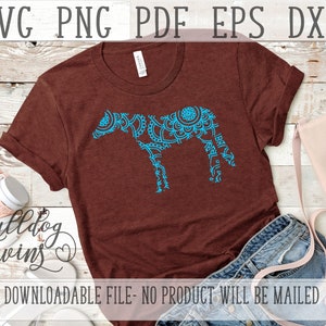 Quarter Horse Mandala SVG, Equine Cut File, Paint Horse Download, Appaloosa PNG, Equestrian DXF, Floral Mandala, Cameo, Cricut, Svg Cut File