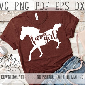 Farm Girl SVG, Galloping Horse Clipart, Equine Cut File, Farmer PNG, Horseback DXF, Horse Svg, Kids Shirt Idea, Wood Sign Stencil, Farmhouse