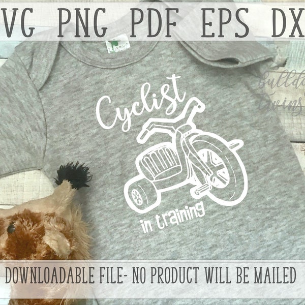 Cyclist In Training SVG, Future Bike Rider, Big Wheels Cut File, Bicycle Clipart, Baby Download, Childs Bodysuit Design, Baby Shower Gift