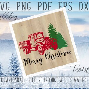 Christmas Red Truck SVG, Old Truck PNG, Rustic Christmas Cut File, Happy Holidays Clipart, Instant Download, Files For Cricut, Xmas Clip Art