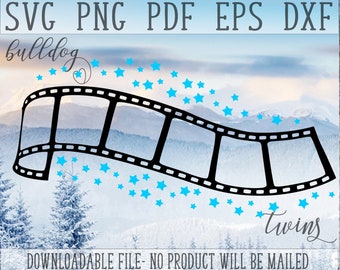 Carrete de película SVG, Star Studded Clipart, DIY Photo Frame, Movie Clip Cut File, Archivos para Cricut, Vinyl Cutter, Movie Reel PNG, Picture Frame Dxf