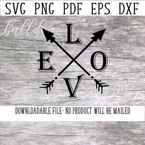 May include: Black and white graphic design with the word "LOVE" in a stylized font with arrows pointing in opposite directions.