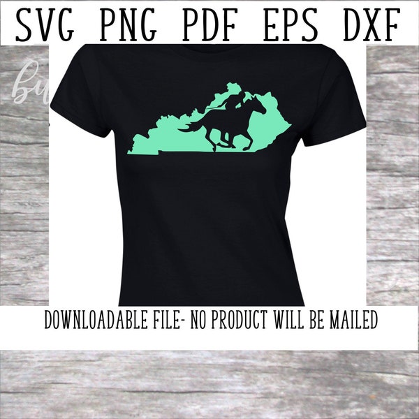 Kentucky State SVG, Thoroughbred Design, Race Horse Cut File, Equestrian PNG, Running Horse, Us State, Ky Bluegrass, Ottb, Horse Racing Dxf